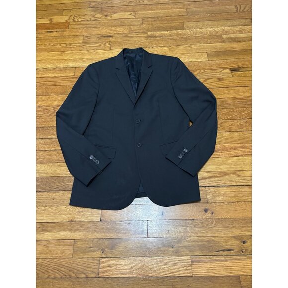 H&M Mens Blazer Jacket Size 38R Black Marzotto Wool Solid 2 Button Sport Coat - Picture 1 of 7